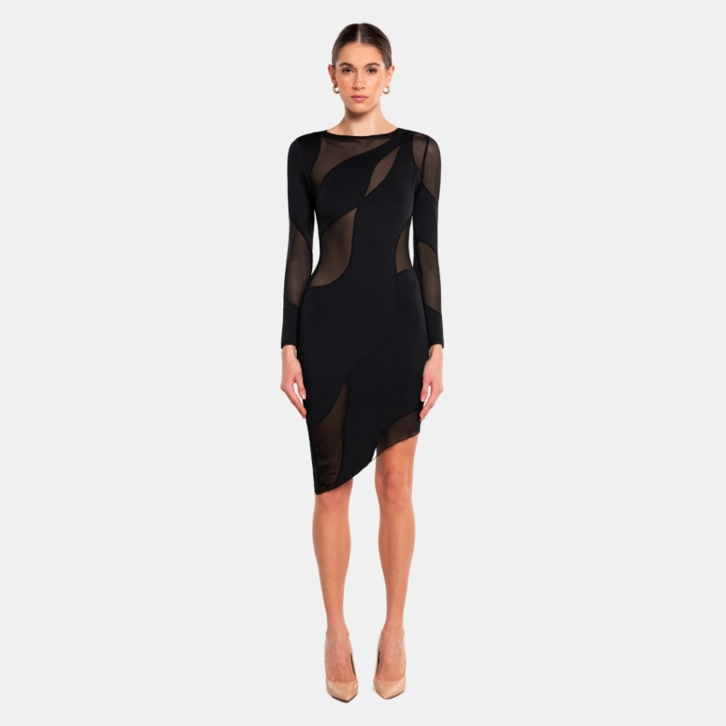 Spiral Mesh Long Sleeve Dress - Black | OW Collection | Wolf Spiral Mesh Long Sleeve Dress - Black | OW Collection | Wolf