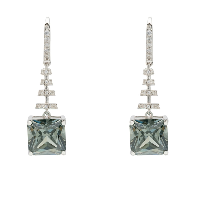 Square crystal store drop earrings
