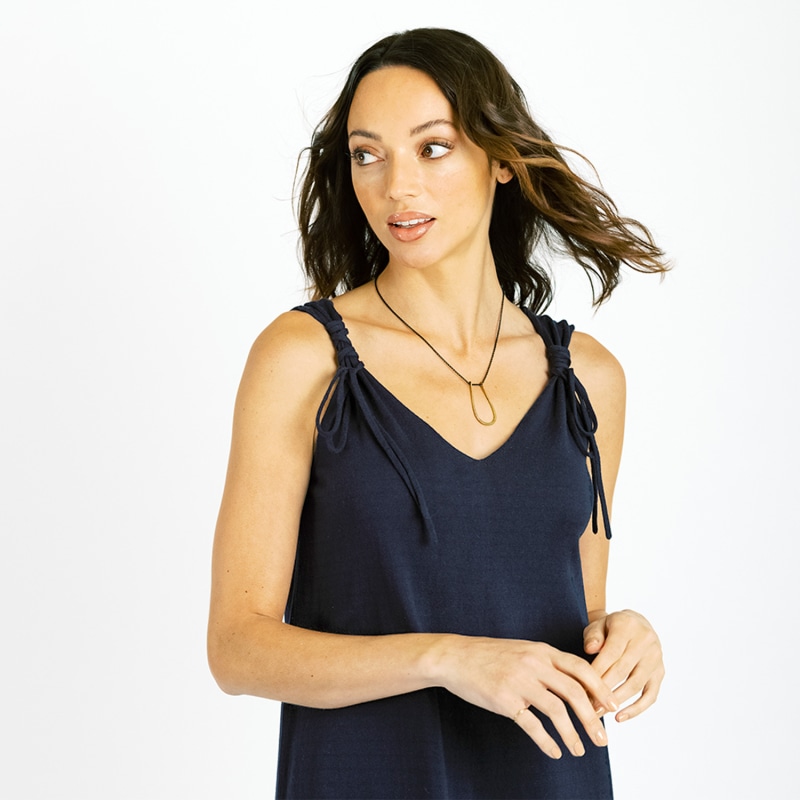 Thumbnail of Cashmere Maxi Slip Dress - Navy Blue image