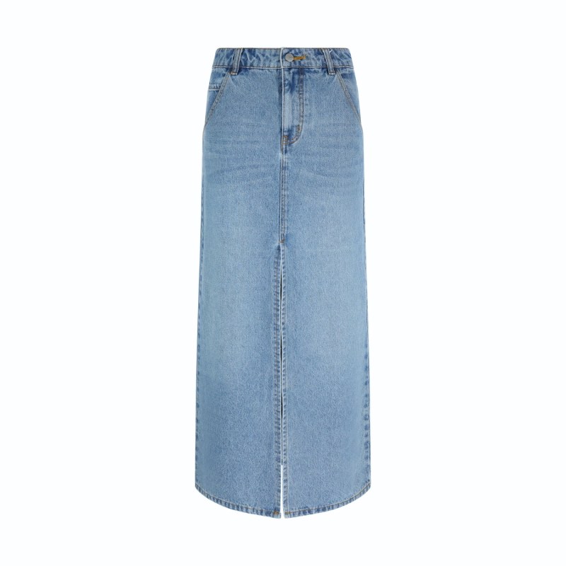 Denim skirt with belt discount loops