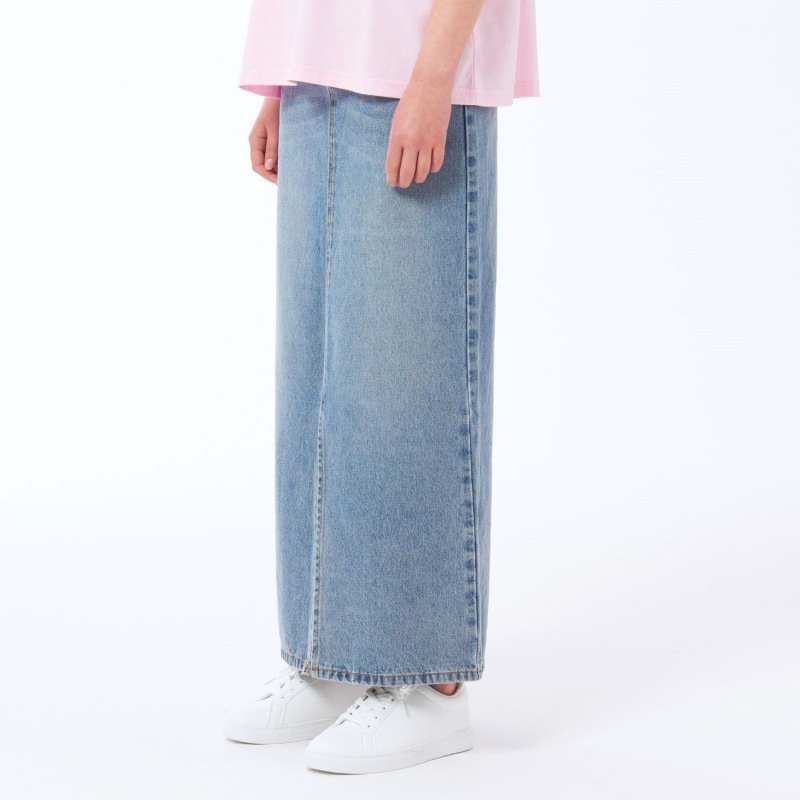Split Maxi Denim Skirt In Blue | SOUR FIGS | Wolf & Badger