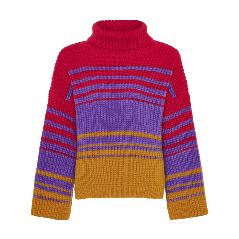 Thumbnail of Megan Stripe Roll Neck Jumper Cherry image