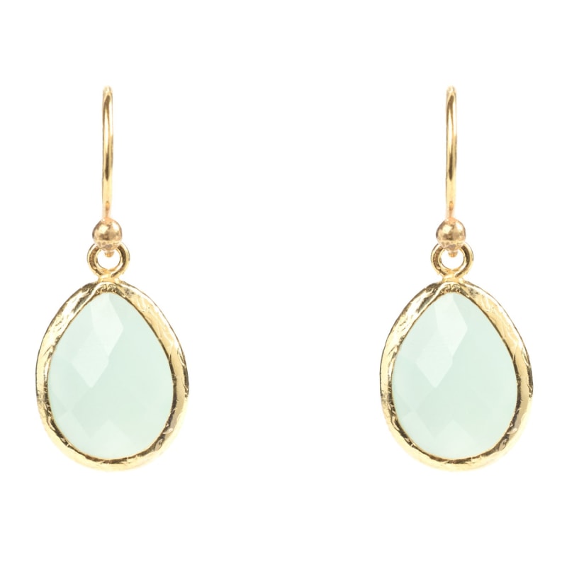 Thumbnail of Petite Drop Earrings Aqua Chalcedony Gold image