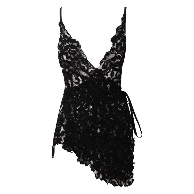 Thumbnail of Lace festival Dress Valentina Noir Lace Wrap Slip Dress With Chiffon Underslip image