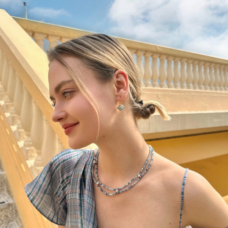 Thumbnail of Square Shaped Aquamarine Hook Earrings image