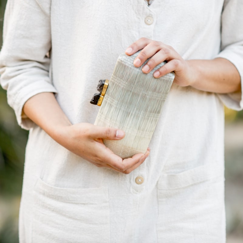 Thumbnail of Handloomed Clutch - Sarsuela Luxe, Dove image