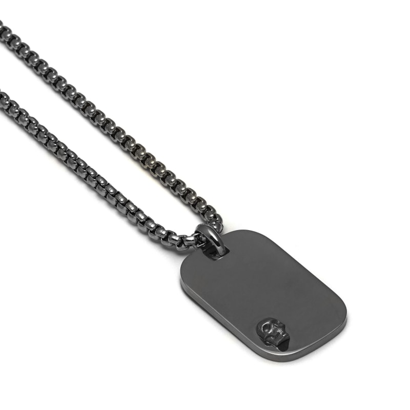 Thumbnail of Atticus Skull Id Tag Necklace In Gunmetal image