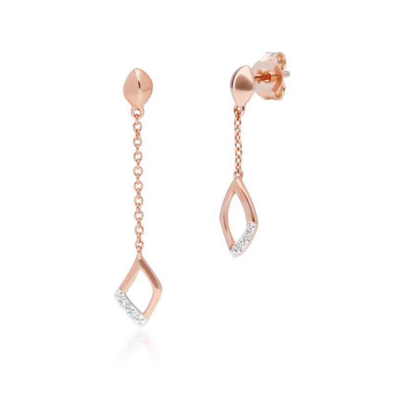 Thumbnail of Asymmetric Diamond Pave Dangle Earrings In Rose Gold image