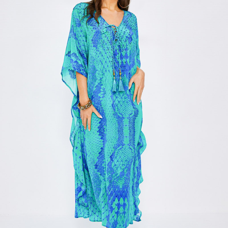 Thumbnail of Turquesa Tassel Maxi Caftan image