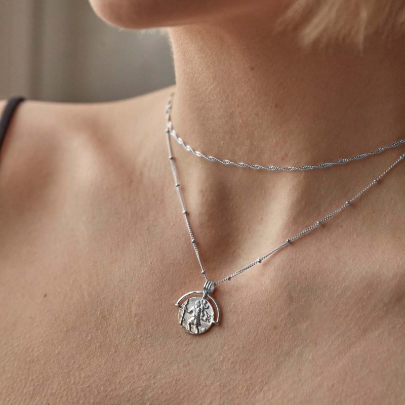 St Christopher Pendant Necklace Silver, Cartilage Cartel