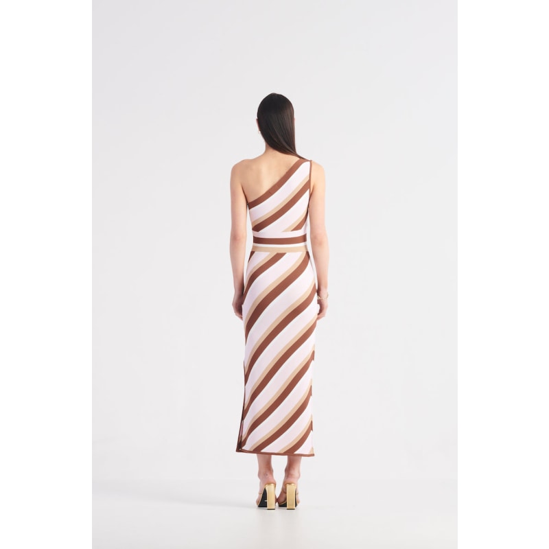 Thumbnail of St Tropez One Shoulder Knit Dress - Neapolitan Stripe image