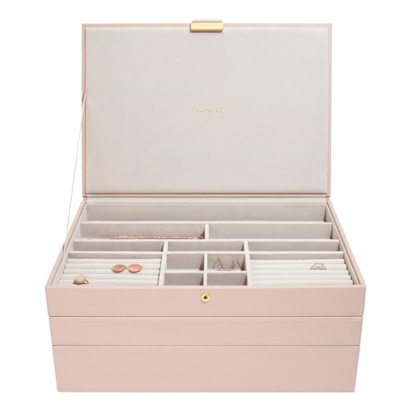 Thumbnail of Stackers Blush Pink Supersize Jewelry Box Set Of Three Champagne Gold image