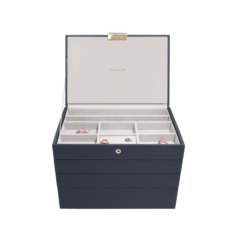 Thumbnail of Stackers Navy Pebble Classic Jewelry Box Set Of Four image