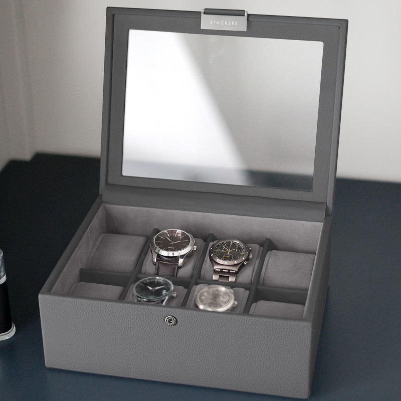 Stackers Slate Grey Eight Piece Watch Box Stackers Wolf Badger