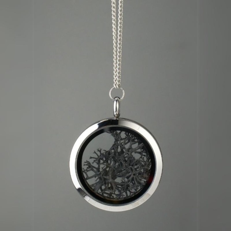 Thumbnail of Stainless Steel Amulet Necklace With Natural Black Moss image
