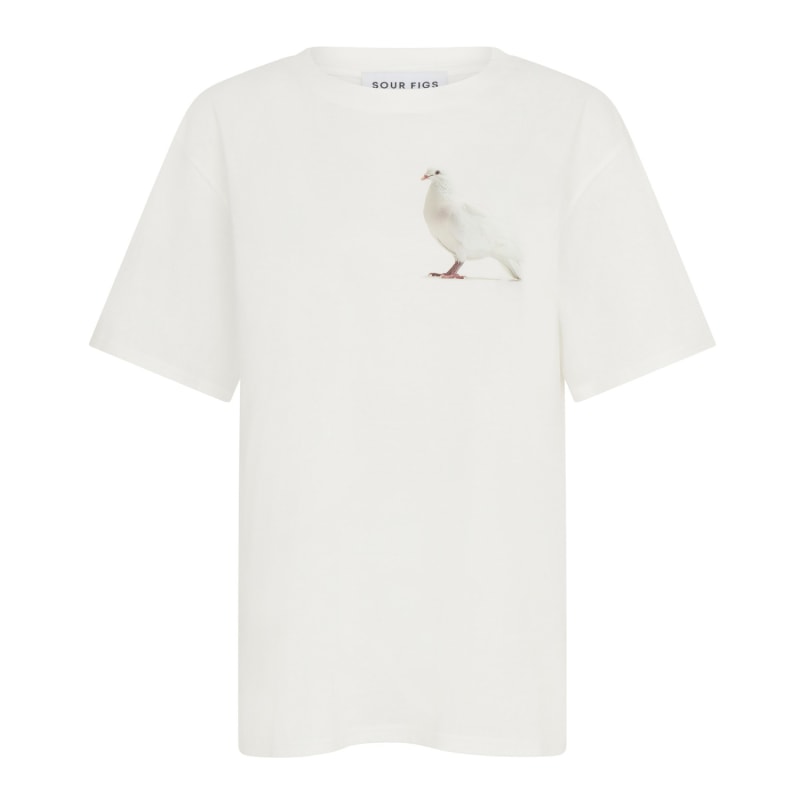 Thumbnail of Standing Dove Print Unisex T-Shirt In White image