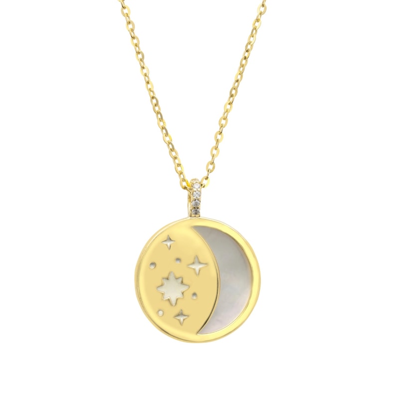 Sagittarius Zodiac Mother of Pearl Disc Necklace