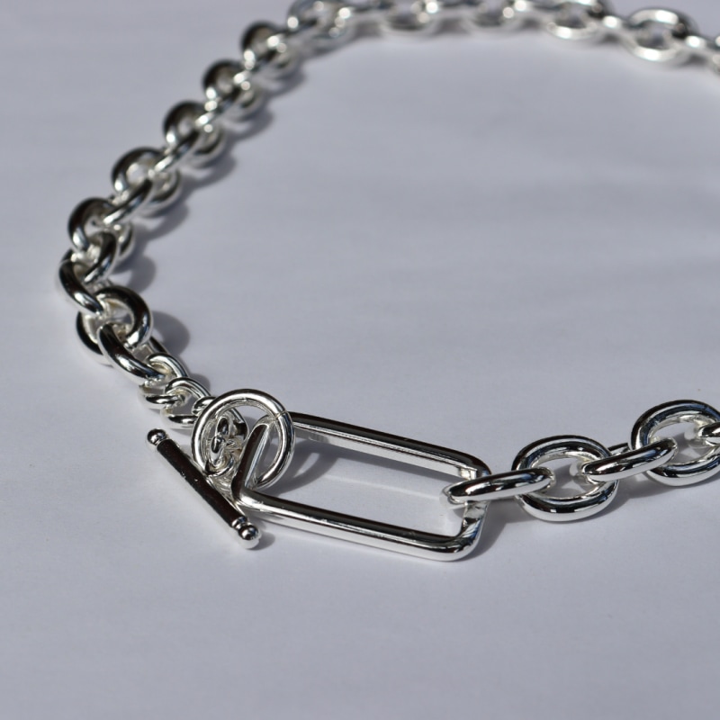 Thumbnail of Steel Me Silver Grande Chain Fob Necklace image