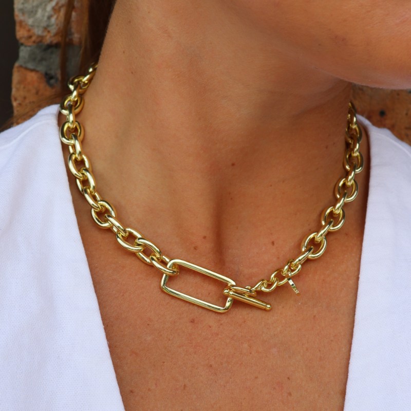 Thumbnail of Steel Me Yellow Gold Grande Chain Fob Necklace image