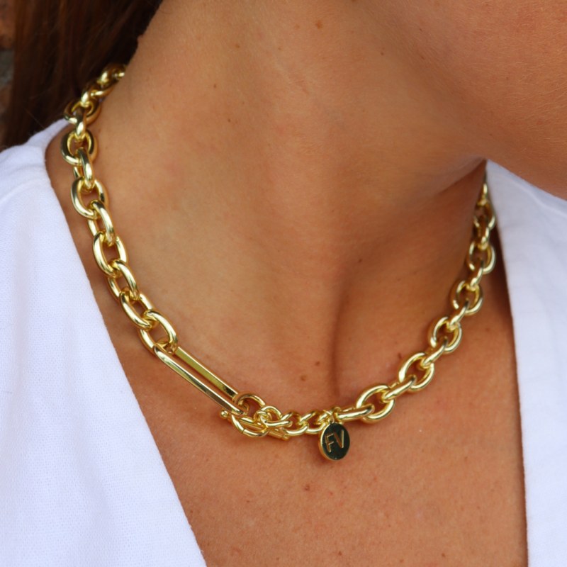 Thumbnail of Steel Me Yellow Gold Grande Chain Fob Necklace image