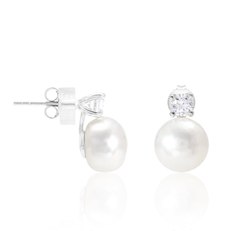 Pearl and store crystal stud earrings