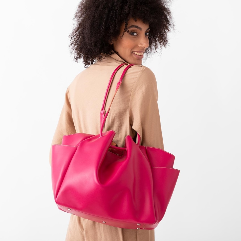 Amalfi Midi Leather Tote Bag - Blush Pink, Alexandra de Curtis