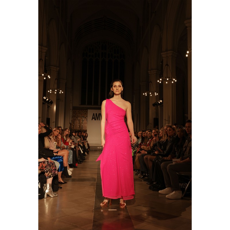 Thumbnail of Stella Pink Asymmetrical Embellished Maxi Dress image