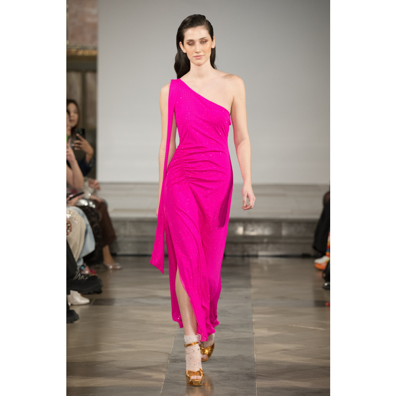 Thumbnail of Stella Pink Asymmetrical Embellished Maxi Dress image