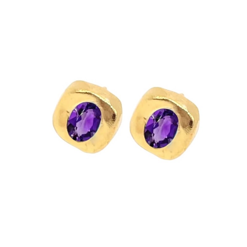 Thumbnail of Stella - Purple Amethyst Gold Stud Earrings image