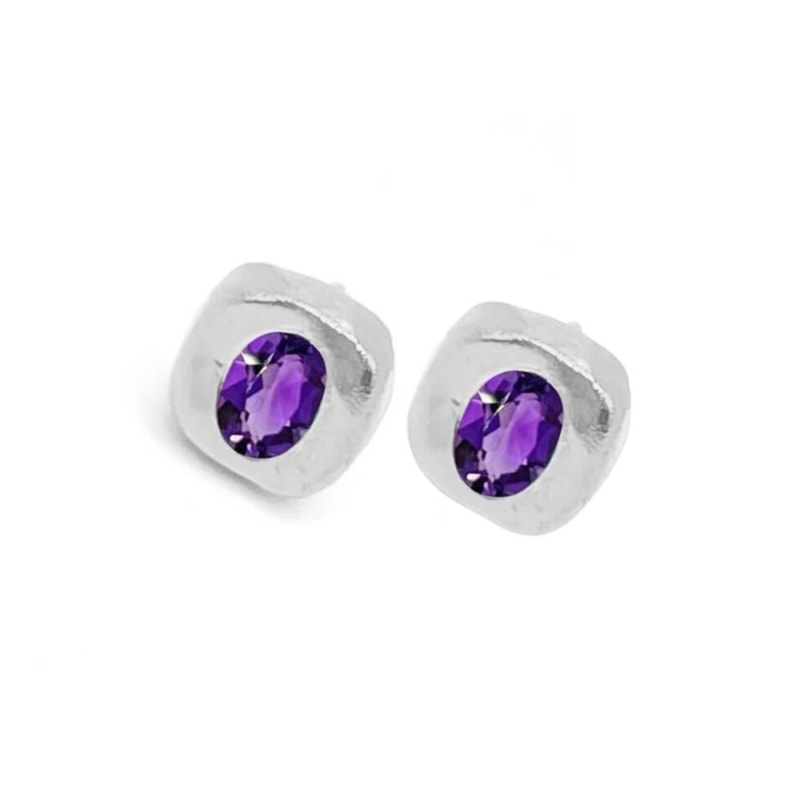 Thumbnail of Stella - Purple Amethyst Silver Stud Earrings image