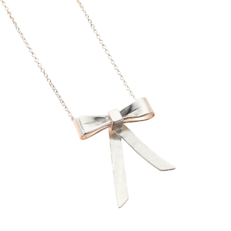 Thumbnail of Sterling Silver Bow Charm Necklace image