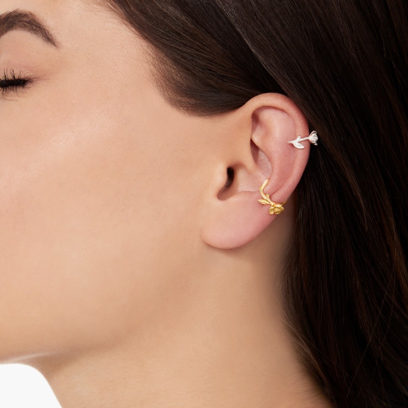 Thumbnail of Yellow Gold-Plated Flower Ear Cuffs image