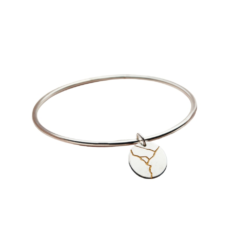 Thumbnail of Sterling Silver Kintsugi Disc Bangle image