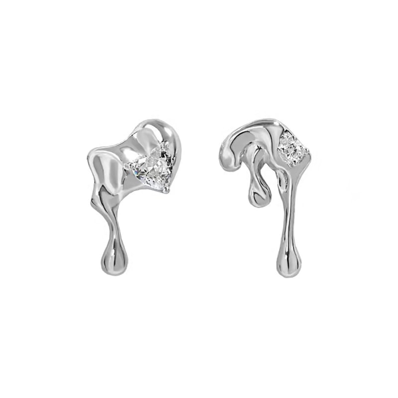 Thumbnail of Sterling Silver Mealt Water Drip Liquid Studs Earrings image