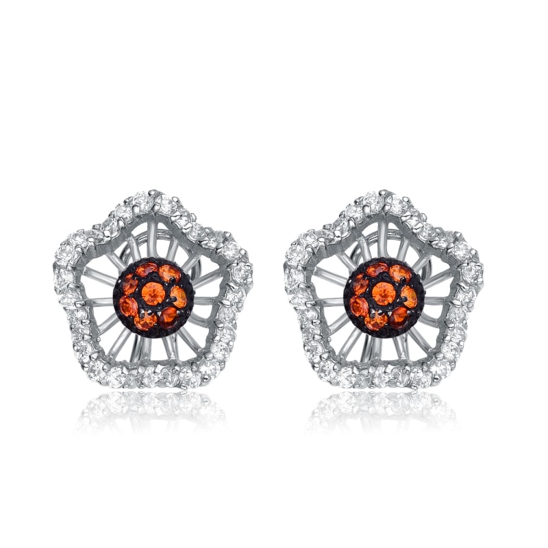 Thumbnail of Sterling Silver Molten Cubic Zirconia Accented Earrings image