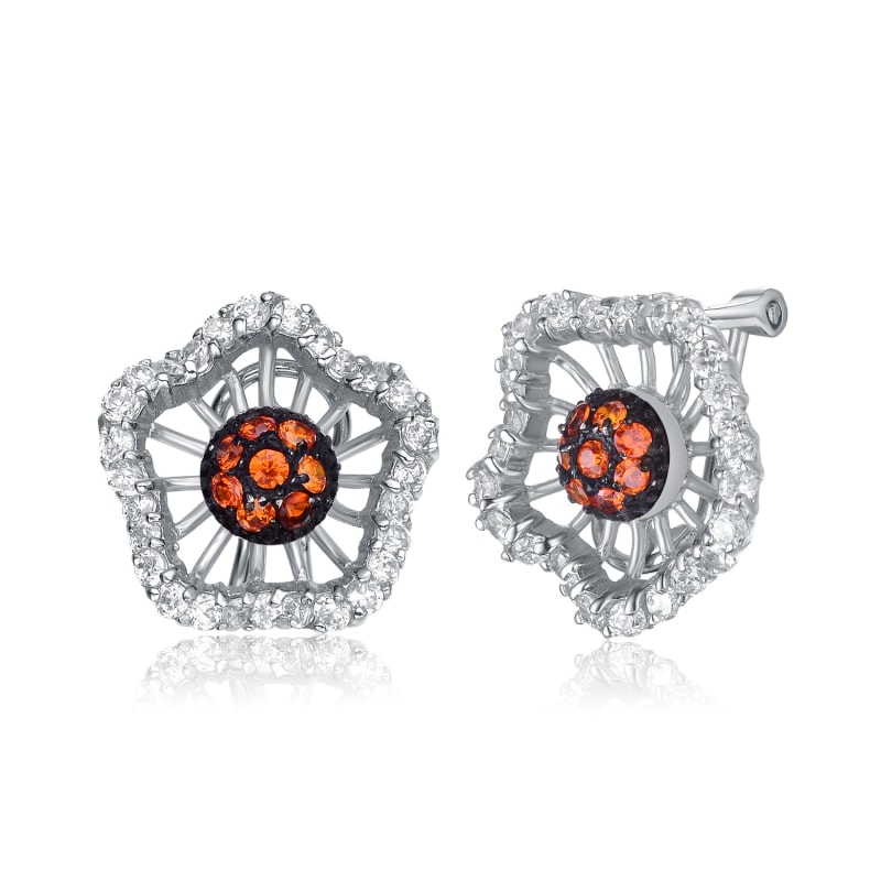 Thumbnail of Sterling Silver Molten Cubic Zirconia Accented Earrings image