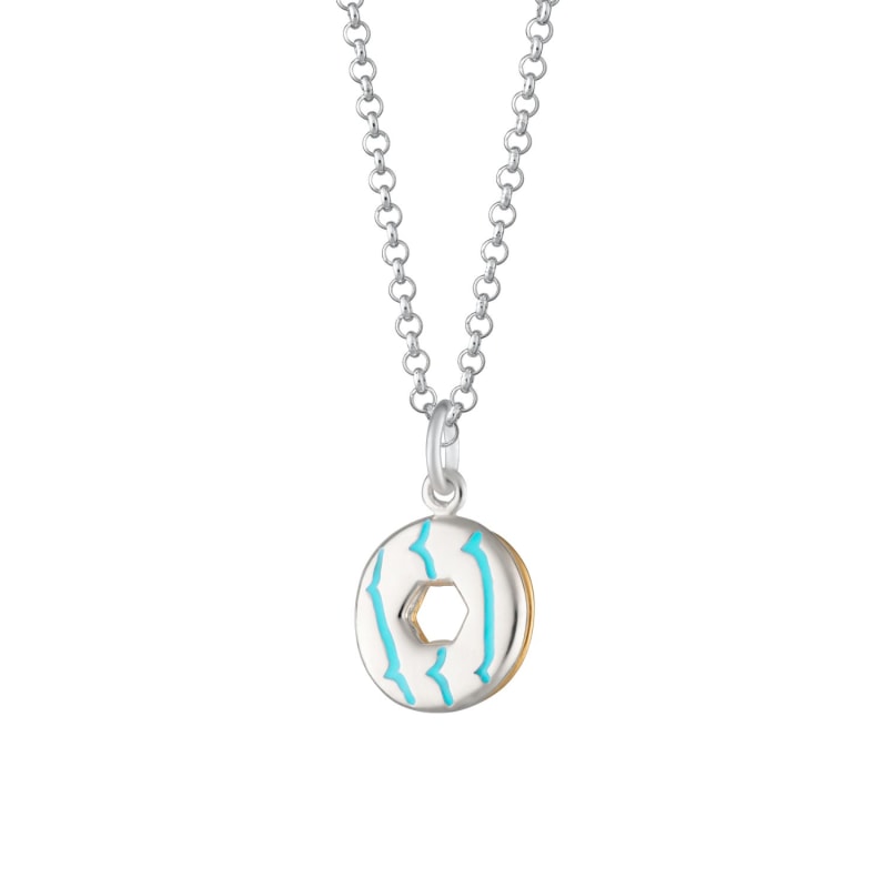 Thumbnail of Sterling Silver Party Ring Necklace With Turquoise Enamel image