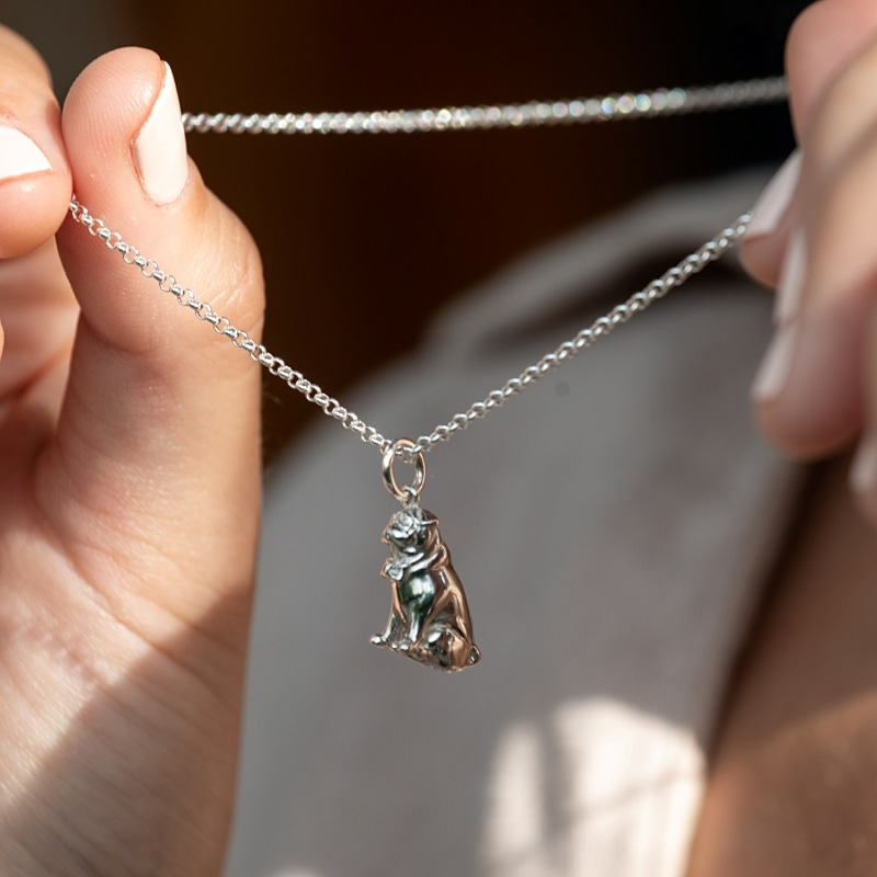 Sterling silver pug necklace sale