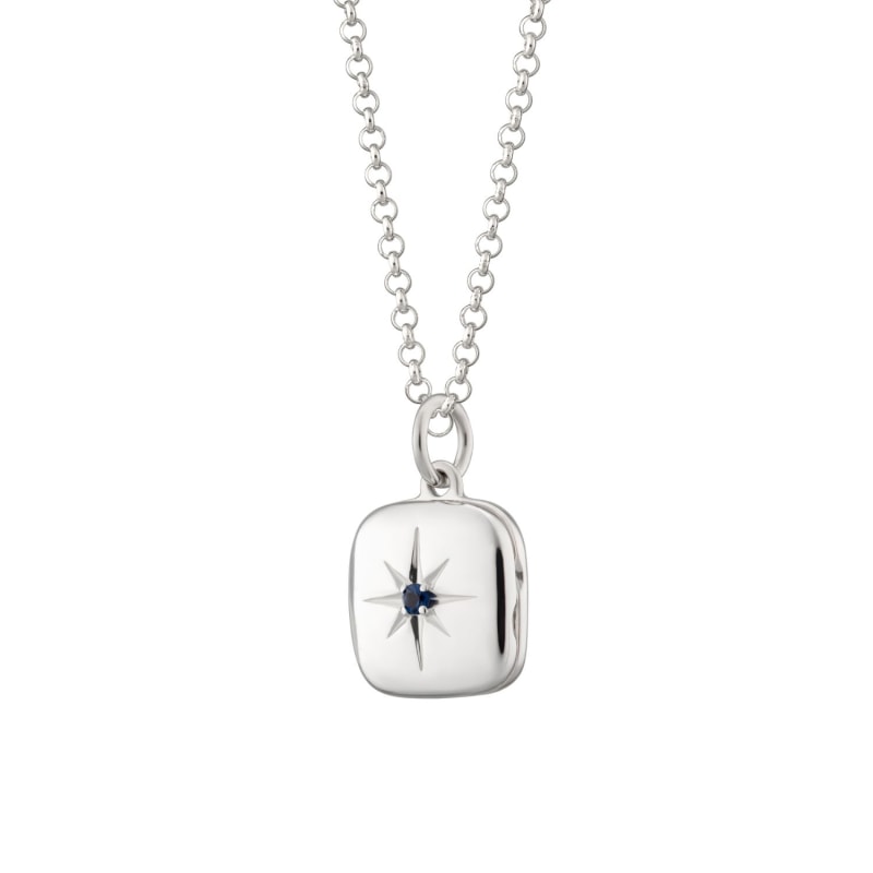 Thumbnail of Sterling Silver Star Locket Necklace With Blue Stone image