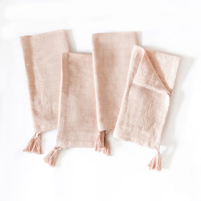 Stone Washed Linen Tasseled Napkins