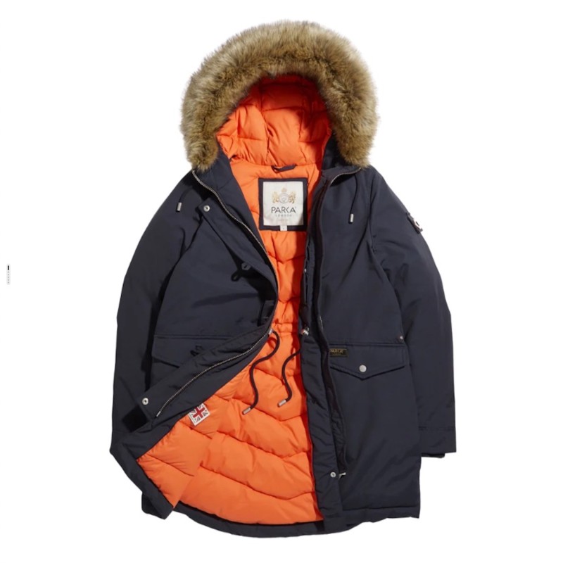 Thumbnail of Stormont Faux Fur Parka - Navy Blue image