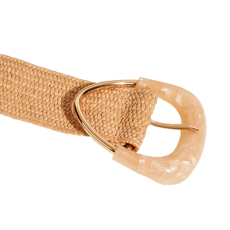 Thumbnail of Straw Elastic Belt With Triangle Buckle - Beige image