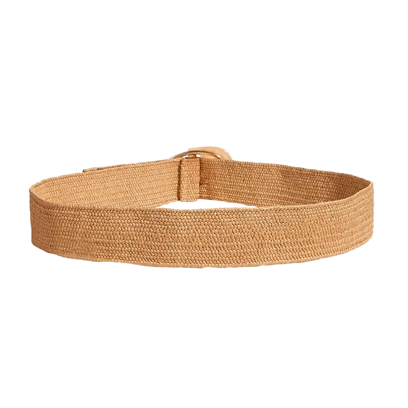 Thumbnail of Straw Elastic Belt With Triangle Buckle - Beige image