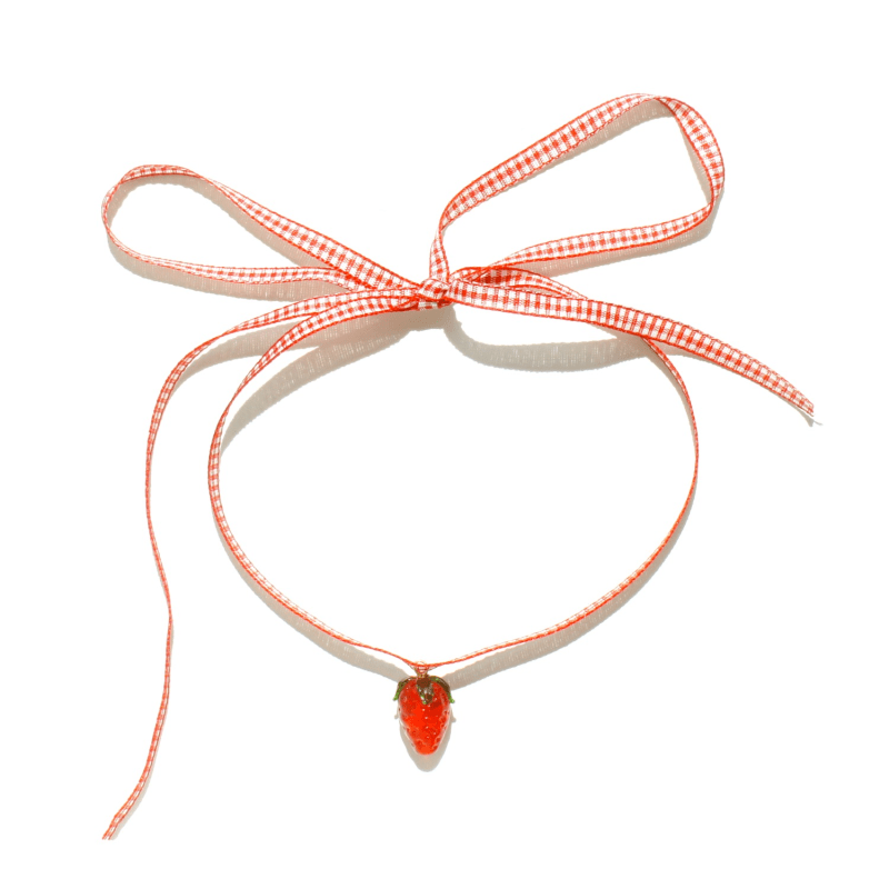 Thumbnail of Strawberry Fields Red Gingham Ribbon Choker image