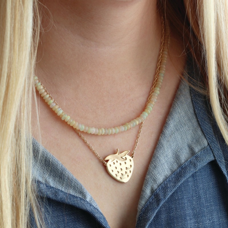 Thumbnail of Strawberry Necklace Gold Vermeil image