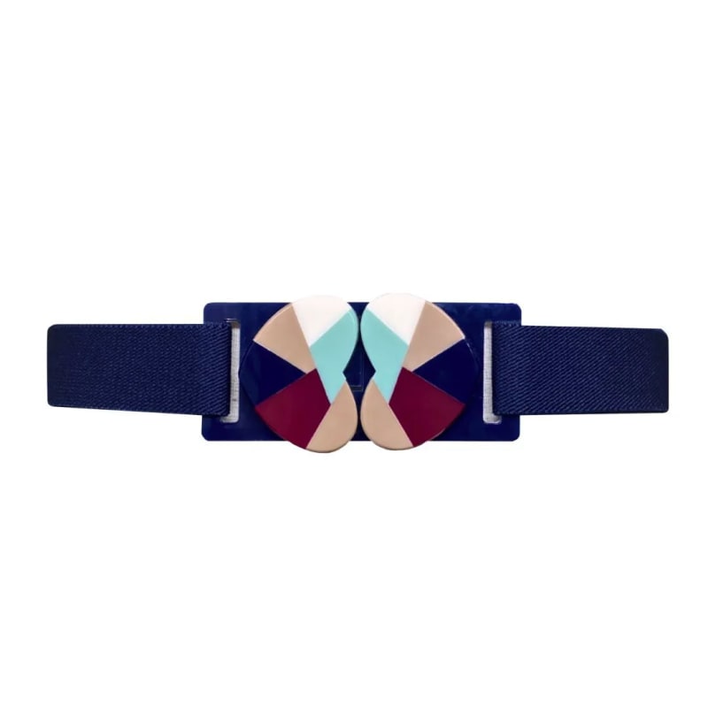 Thumbnail of Stretch Belt With Acrylic Buckle - Navy & Wine Hearts image