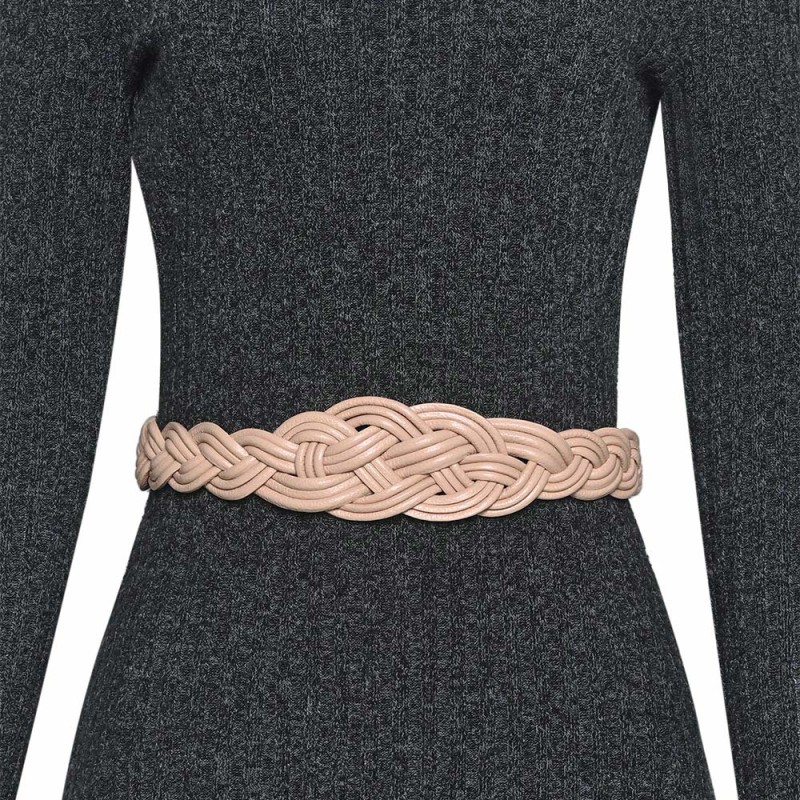 Thumbnail of Stretch Braided Leather Belt - Beige image