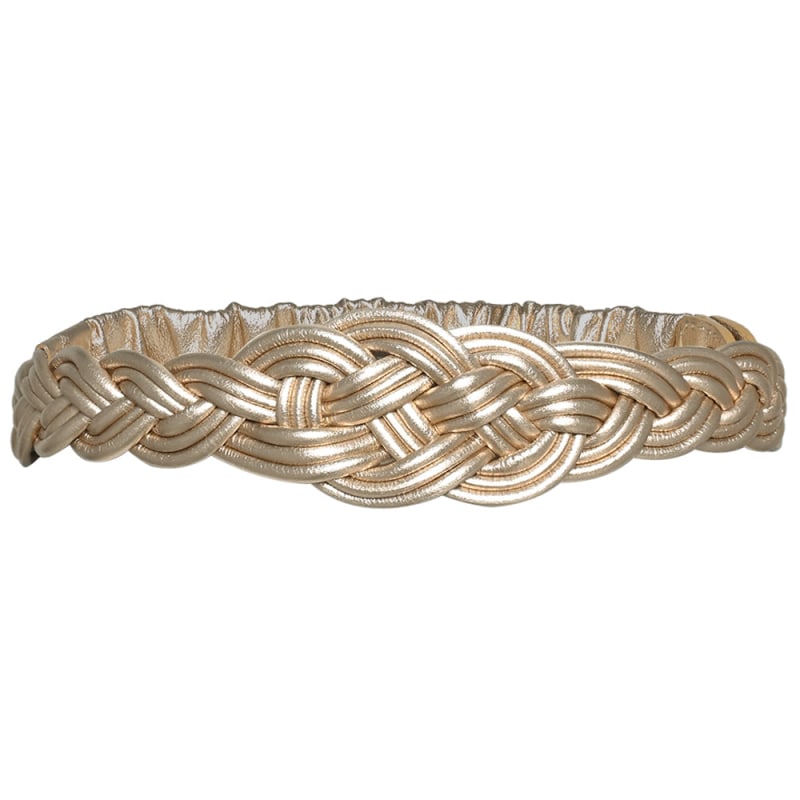 Thumbnail of Stretch Braided Leather Belt - Metallic Gold image