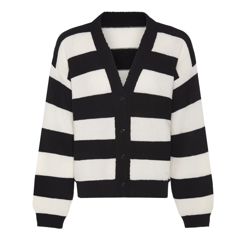 Thumbnail of Striped Dropped Shoulder Cardigan Black & White image