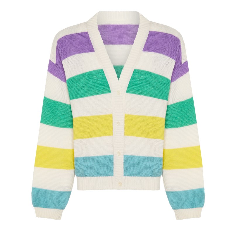 Thumbnail of Striped Dropped Shoulder Cardigan Multicolour image